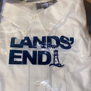 NEW Lands' End Men's White Casual Button Down Shirt 19x 38 NEW